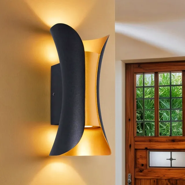 Aplique Led Cálida Moderno Impermeable Exterior Color Negro
