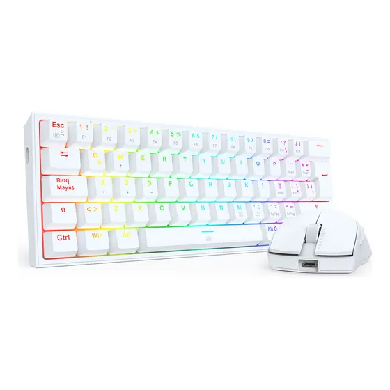 Combo Gamer Redragon S143 Mouse Y Teclado Blanco