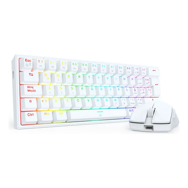 Combo Gamer Redragon S143 Mouse Y Teclado Blanco