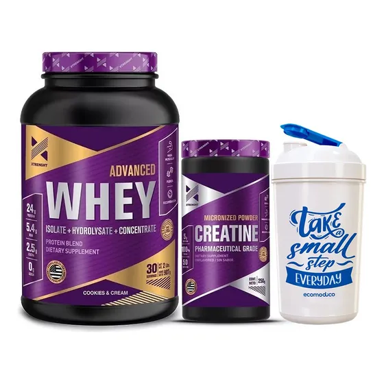 Advance Whey Xtrenght 2 Lb+ Creatina 250 Gr + Vaso Sabor Cookies & Cream
