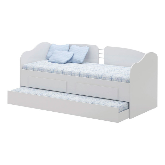 Sofá Cama Ditália Solteiro Cama Auxiliar 2 Gav. Cm-08 Branco Sofá Cama Ditália Solteiro Cama Auxiliar 2 Gav. Cm-08 Branco