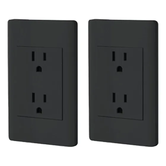 Kit De 2 Placas Armadas Contacto Duplex Negro Brillante