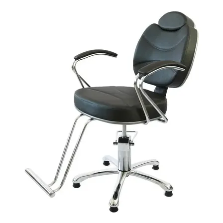 Poltrona Reclinável Cadeira Barbeiro Salão Beleza + Lombar Preto Factor Acetinado Reclinável Estrela