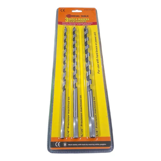 Mechas P/ Madera Juego 3 Pzas (1/4, 5/16, 3/8) Diesel Tools