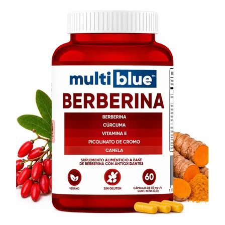 Multiblue Berberina 60 Capsulas Con Vitamina E Curcuma Sabor Sin Sabor
