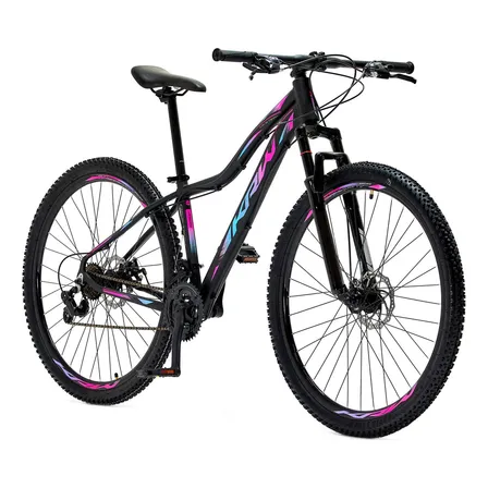 Bicicleta Aro 29 Krw Alum Shimano Tz 24vel Freio A Disco S60 Cor Preto/pink E Azul