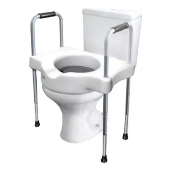 Assento Elevado Sanitário Com Barras Laterais Para Apoio