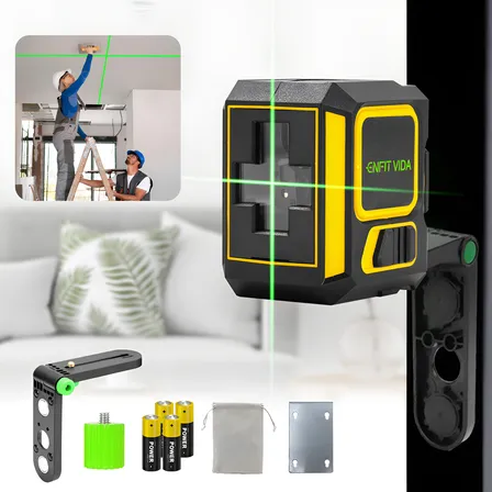 Nível Laser Verde 2 Linha Esquadro+suporte 20m Autonivelante