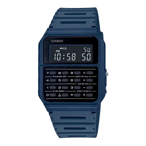 Reloj Casio Unisex Con Calculadora Color Azul Ca-53wf-2bcf Color Del Fondo Negro