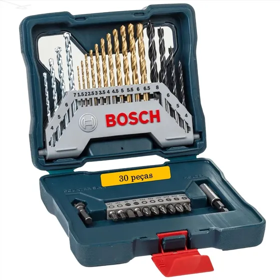 Jogo De Brocas Titanio E Bits Bosch Com Caixa Organizadora