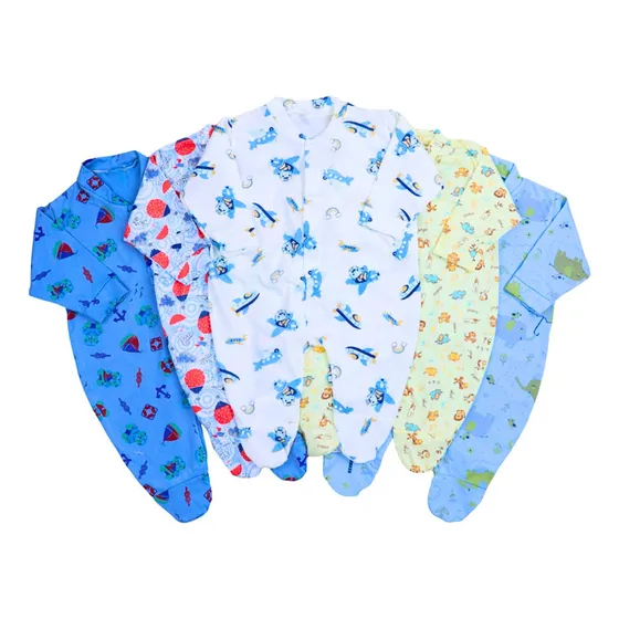 Kit 5 Macacão Em Malha Com Pé - (masculino E Feminino)