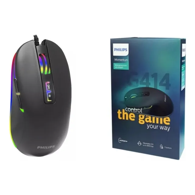 Mouse Gamer De Juego Philips Momentum Spk9414 G414 Negro