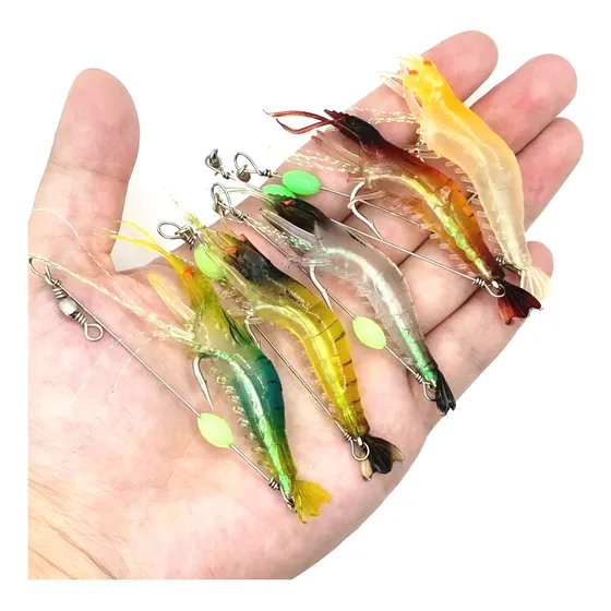5 Isca Artificial Camarão Com Anzol Robalo Tucunaré Corvina