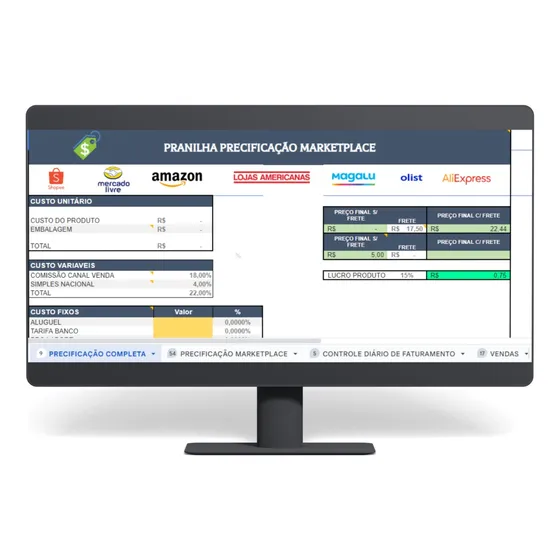 Planilha De Precificação Marketplaces (mercado Livre,shopee)