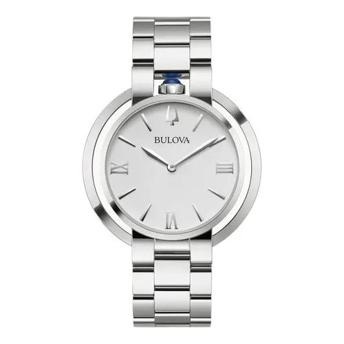 Reloj Bulova Rubaiyat Para Dama, Original E-watch 96l306 Color De La Correa Plateado Color Del Bisel Plateado Color Del Fondo Blanco