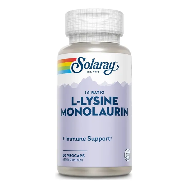 Monolaurina Lisina 1:1 Solaray 60 Cápsulas Veganas Sabor Sin Sabor
