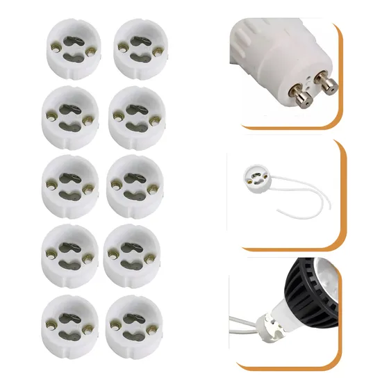 10 Soquete C/ Rabicho Para Dicroica Gu10 Led E Halógena