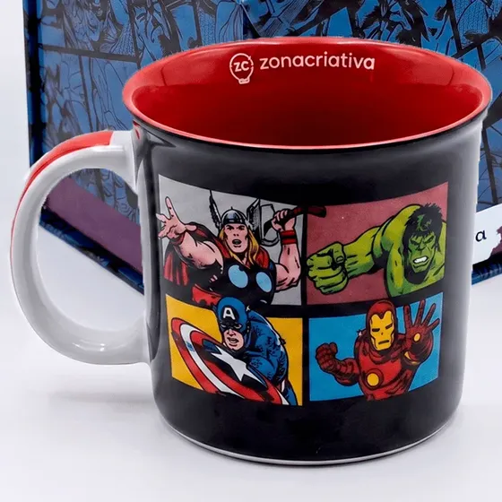 Caneca Marvel Vingadores Retrô 350ml Geek Colecionavel