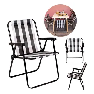 Kit Duas Cadeiras De Praia Retro Alta DobrĂĄvel Preta Branca Kit Duas Cadeiras De Praia Retro Alta DobrĂĄvel Preta Branca