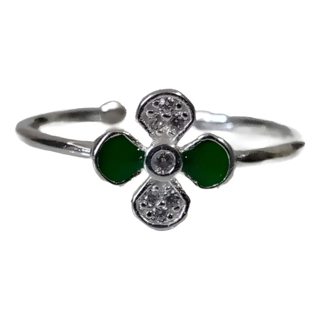 Anillo Romeojewelet Plata Pura Cruz Verde Especial