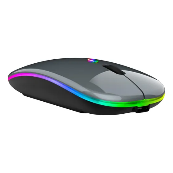 Mouse Sem Fio Recarregável 2.4GHz Slim Preto USB