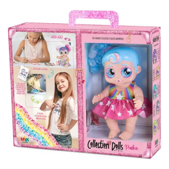 Boneca Collection Dolls Pinkie Com Adesivos Que Estampam