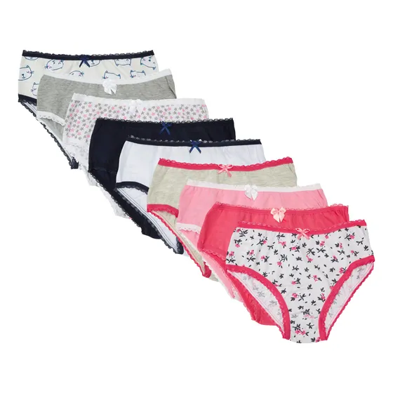 Kit Com 9 Calcinhas Infantil Menina Básicas Lobinha Lupo