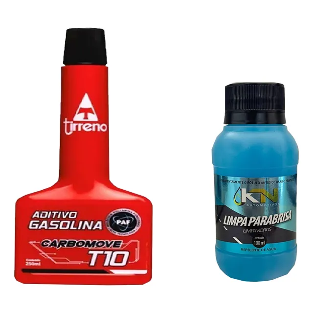 Aditivo Gasolina Tirreno Carbomove T10 250ml + Limpa Vidros