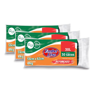 Saco De Lixo 30 L Preto Reforçado Kit 90 Un Lixeira Grande Saco De Lixo 30 L Preto Reforçado Kit 90 Un Lixeira Grande