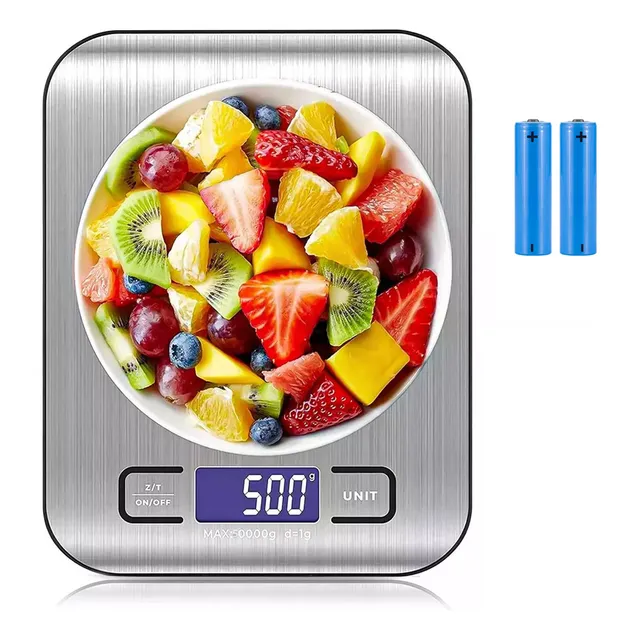 Balanza Digital De Precisión Cocina 5kg Mini Báscula Alimentos Repostería Acero Inoxidable, Color Gris