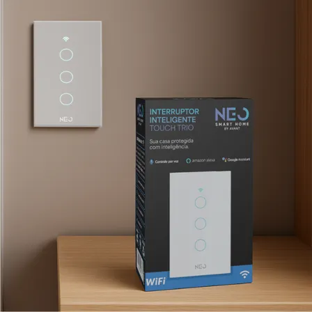 Interruptor Inteligente Smart Wi-fi 2.4 Ghz Alexa Google 3 Botões 4x2 Bivolt Branco Cod: 291990392 Neo Avant Branco 3 127/220v