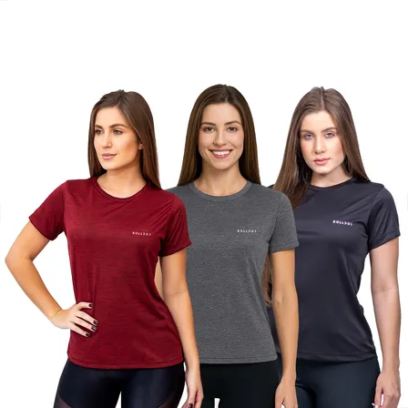 Kit 3 Camisas Dry Fit Feminina Academia Com Proteção Uv