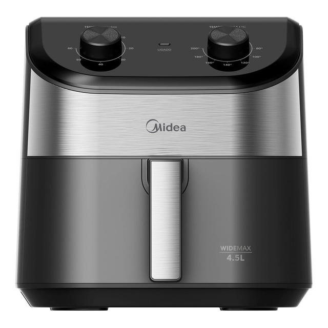 Fritadeira Air Fryer 4,5l Widemax Cyclone Preto E Inox Midea Fritadeira Air Fryer 4,5l Widemax Cyclone Preto E Inox Midea