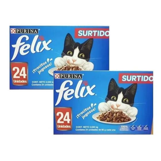 Alimento Húmedo Para Gato Purina Felix Mix 48 Pzas 85g C/u