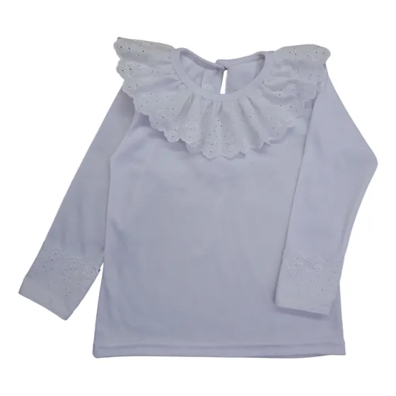 Remera Tiki Niña Infantil Con Volados En Broderí T/ 2 Al 12