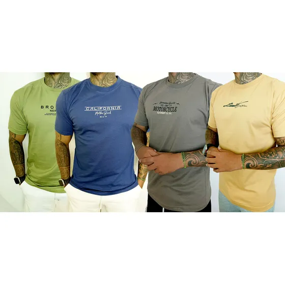 Pack X 4 Remeras Estampadas Hombre Algodón