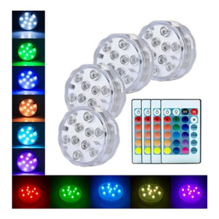 Kit C/ 4 Luzes Led Rgb Piscina Controle Sem Fio Ventosa Kit C/ 4 Luzes Led Rgb Piscina Controle Sem Fio Ventosa