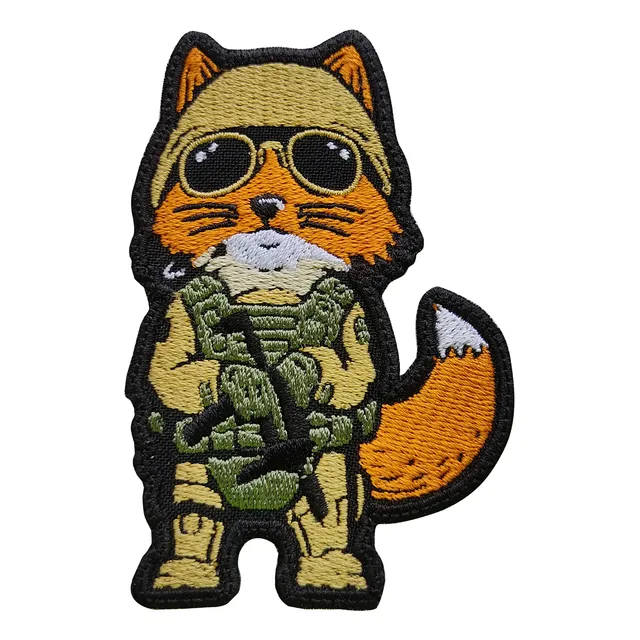 Parche Bordado Zorro Tactico Con Chaleco Miltar Camuflado