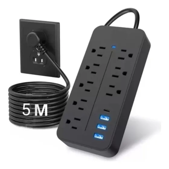 Multitoma Regleta Supresor De Picos 12 En 1, 1250w 5 Metros