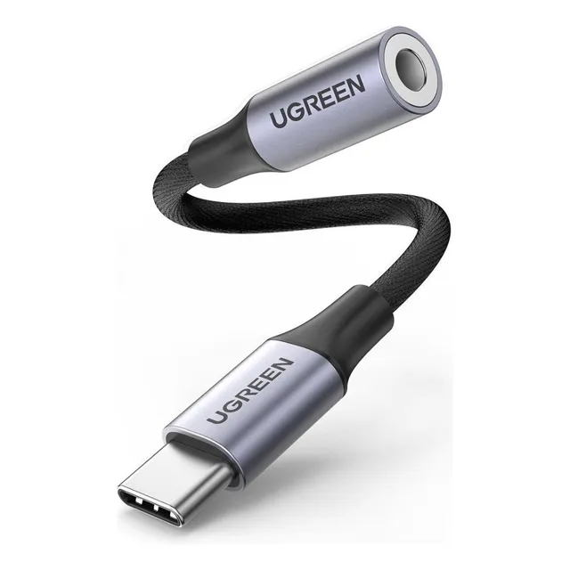 Adaptador Ugreen USB C A Jack 3.5mm Audífonos Chip DAC Color Plateado