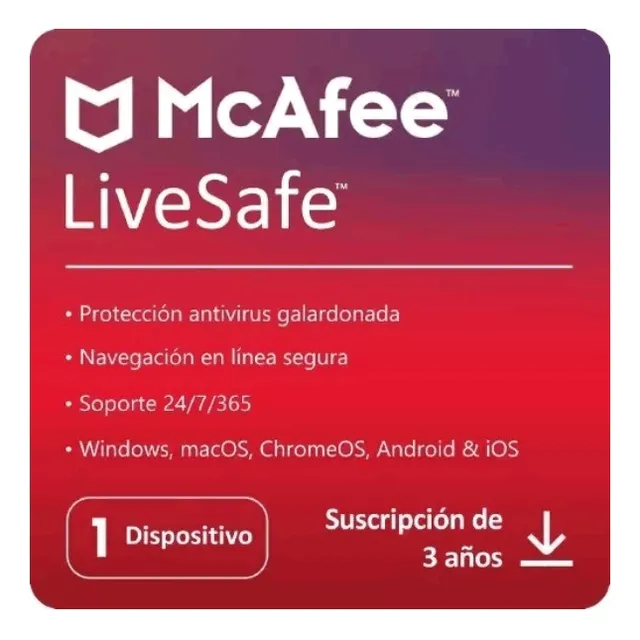 Mcafee® Livesafe® 1 Dispositivo 3 Años