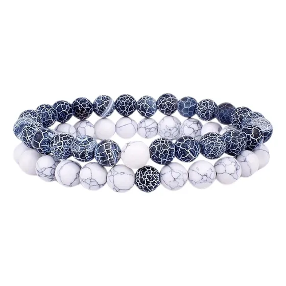 Pulseras De La Distancia Piedra Natural Howlita Piedra Azul