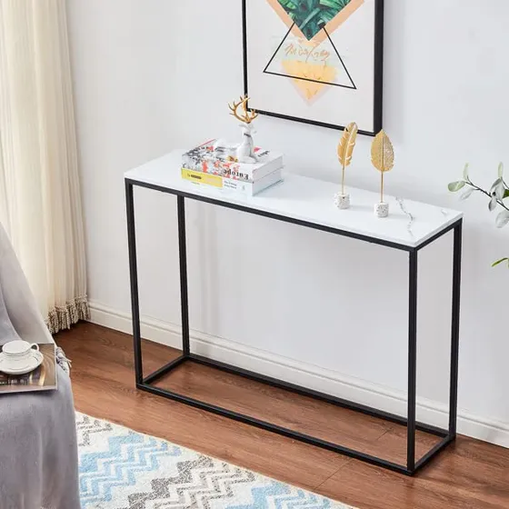 Mesa Consola Marmol Entrada Aperitivo Sofa Mdf Centro Marco