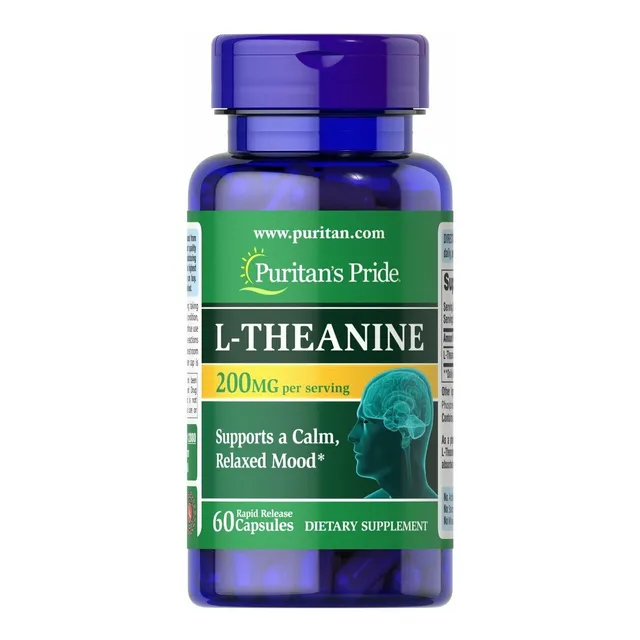 Suplemento en cápsulas Puritan's Pride L-Theanine aminoácidos en botella de 200mg 60 un