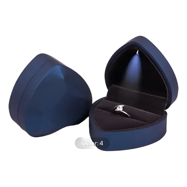 Estuche Caja Para Anillos Luz Led Cofre Joyero Compromiso
