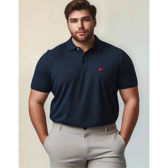 Camisa Polo Hugo Blanc Plus Size Marinho 093