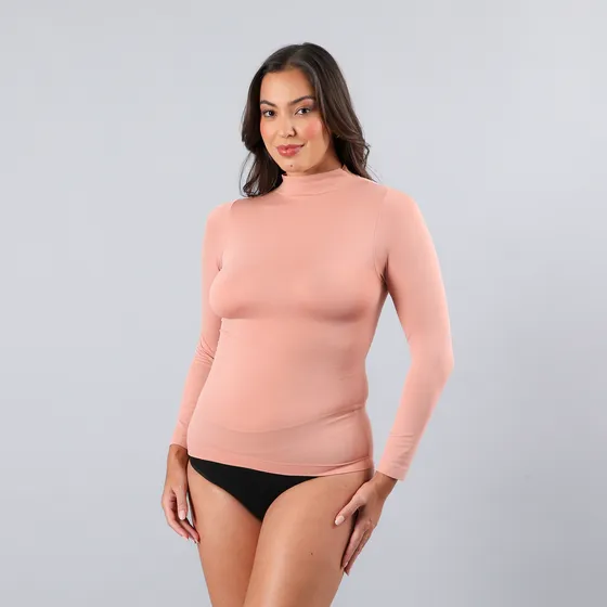 Polera Camiseta M/larga Cuello Subido Flores Mujer 4045-241