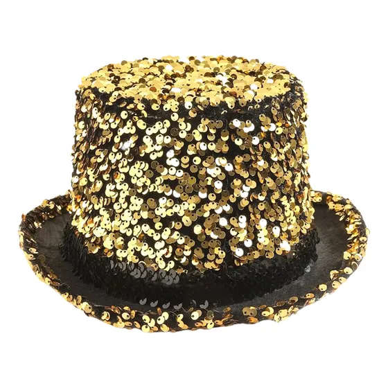 Sombrero De Copa Con Lentejuelas Doradas Disfraz Para Niños Dorado