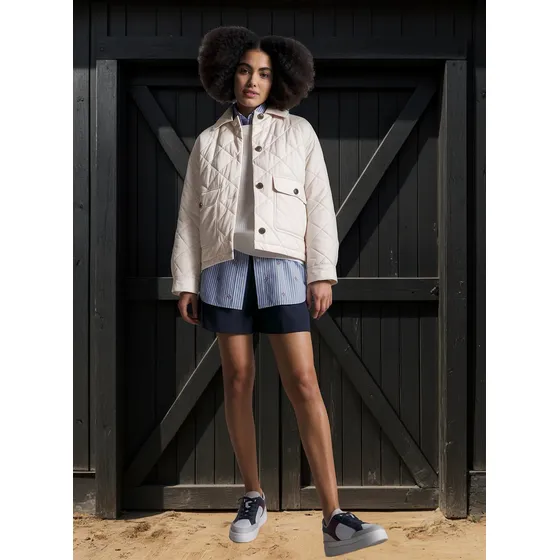 Chaqueta Con Diseño Acolchado A Rombos Mujer Blanco Tommy Hilfiger