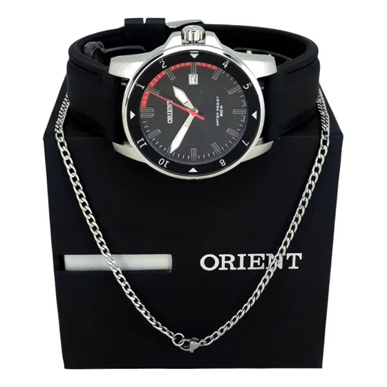 Relógio Orient Prateado Msaculino Pulseira Borracha/silicone